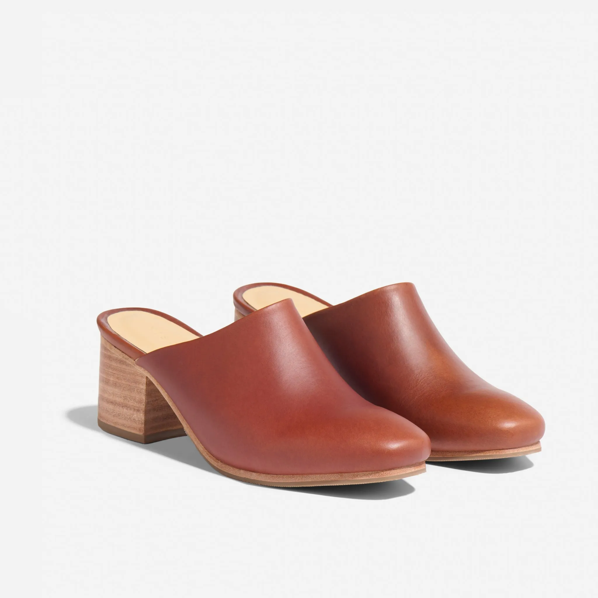 All-Day Heeled Mule Brandy sold by Nisolo