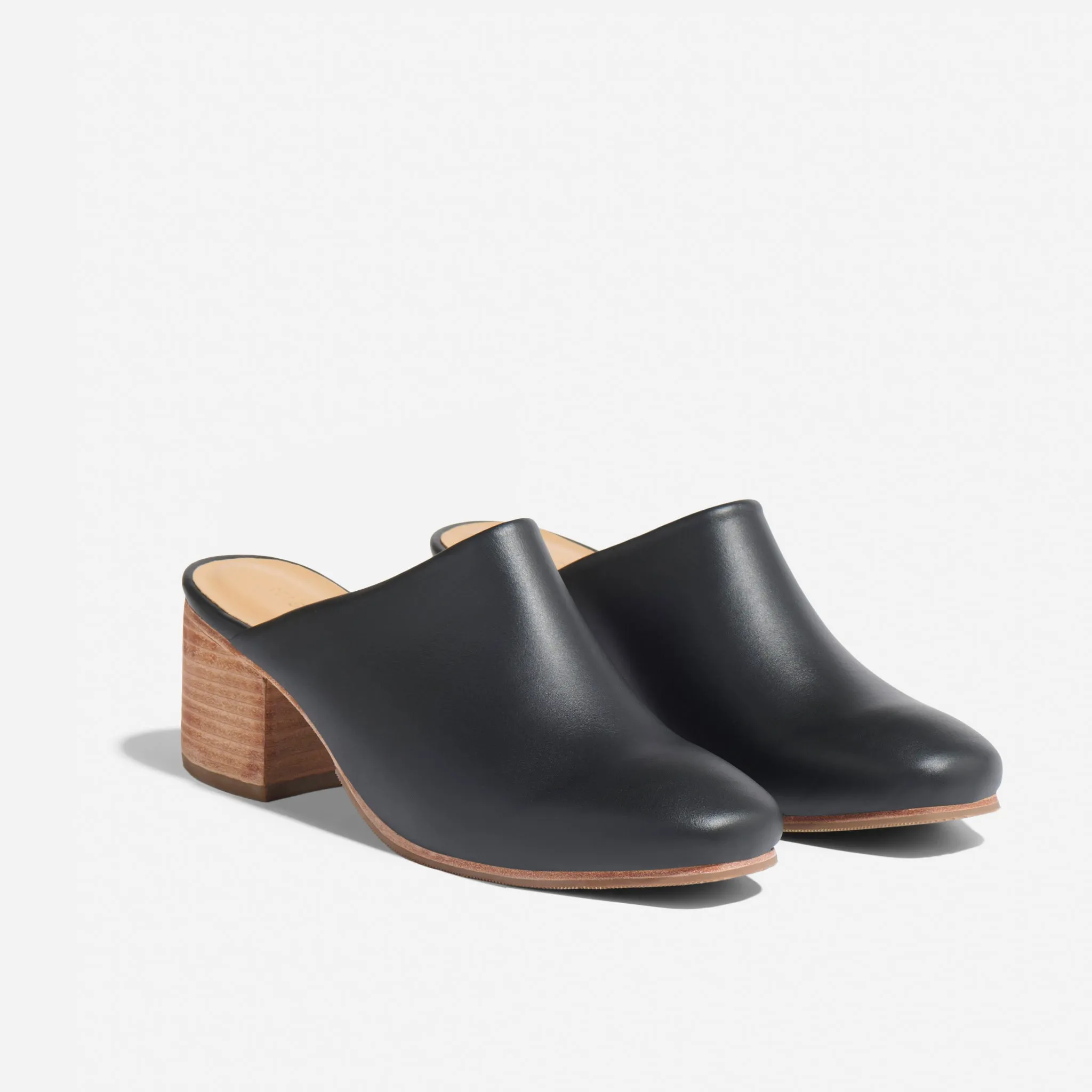 All-Day Heeled Mule Black sold by Nisolo