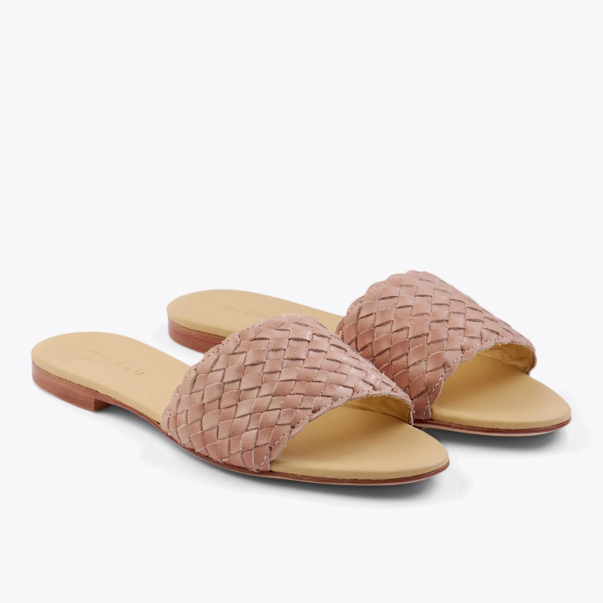 Isla Woven Slide Sandal Woven Desert Rose sold by Nisolo