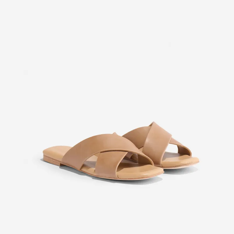 Catalina Slide Sandal Almond made by Nisolo