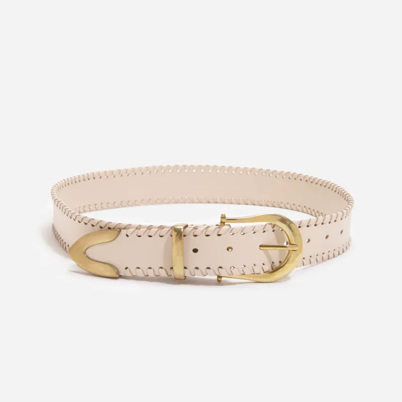 Bonnie Belt Whipstitch Pearl made by Nisolo