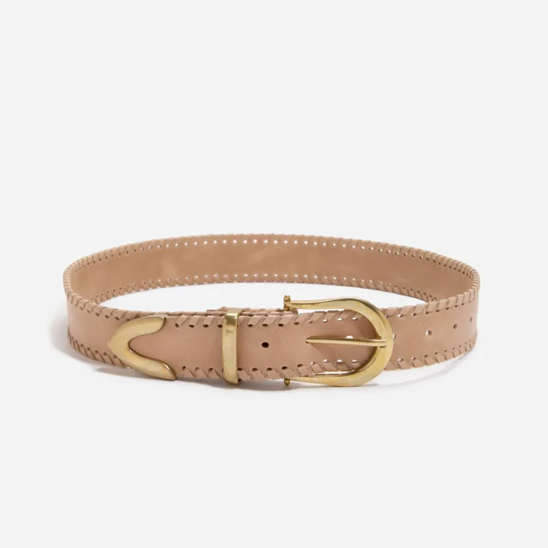 Bonnie Belt Whipstitch Almond made by Nisolo