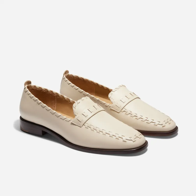 Lidia Whipstitch Loafer Pearl made by Nisolo