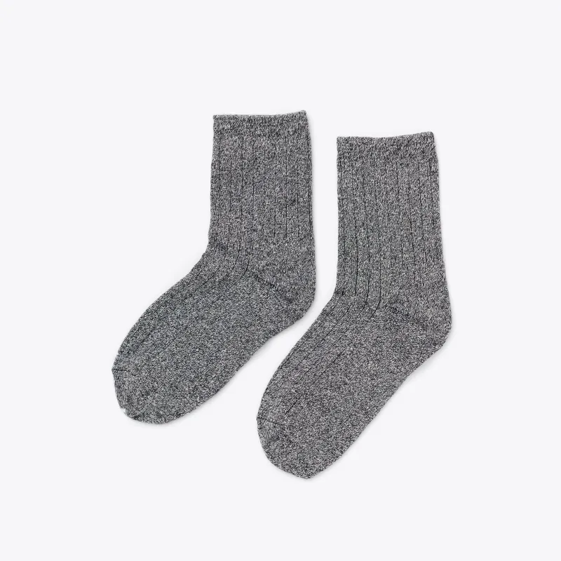 Cotton Mid Sock Heather Black Marl made by Nisolo