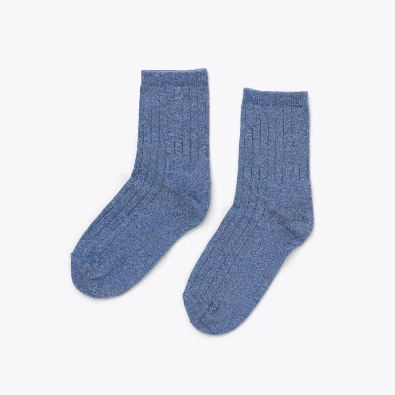 Cotton Mid Sock Indigo Marl made by Nisolo