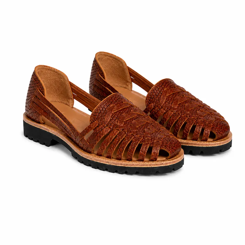 Women's Huarache Lug Sandal Cider Snake made by Nisolo