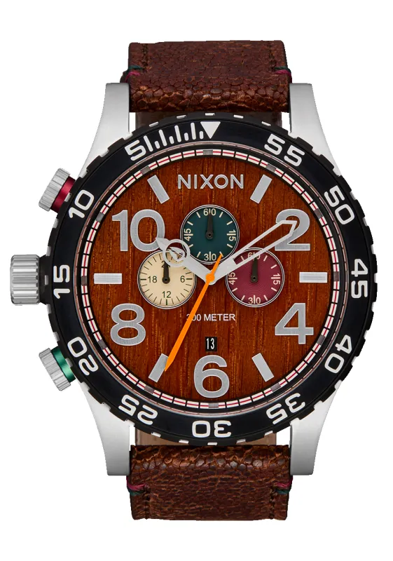 51-30 Chrono Leather - Silver / Rosewood / Chocolate sold by Nixon