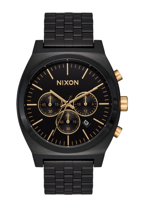 Time Teller Chrono - Black / Black / Gold sold by Nixon