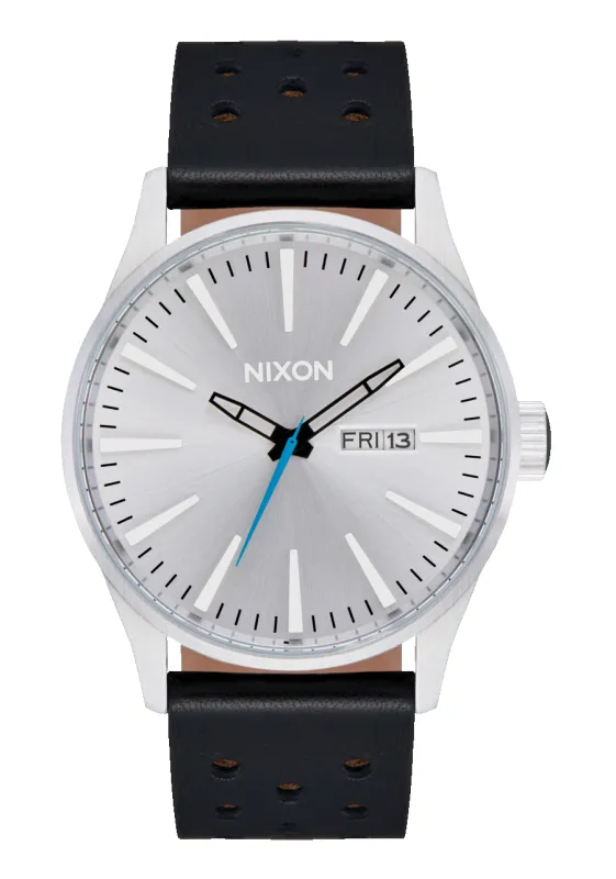 Sentry Leather - Chrome / Silver Sunray / Black sold by Nixon