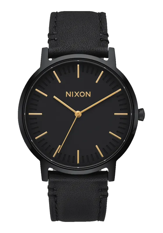 Porter Leather - All Black / Gold made by Nixon