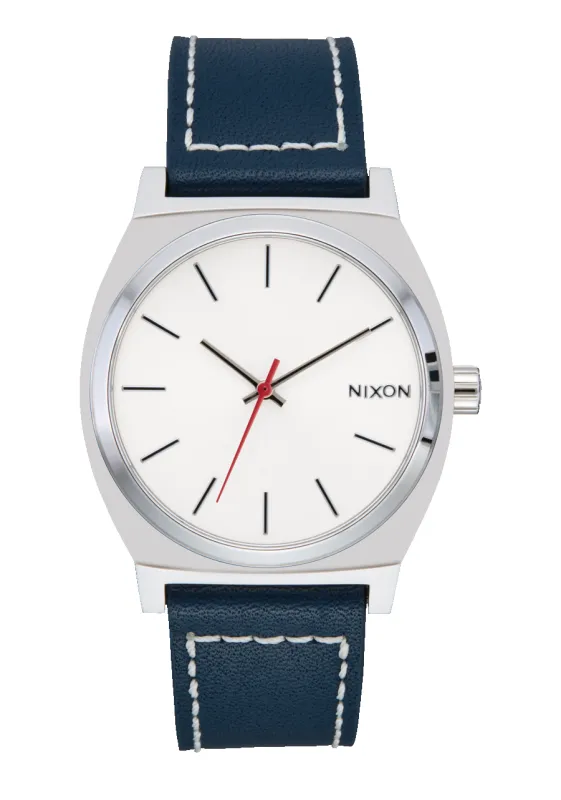 Time Teller Leather - Silver / Cloud / Indigo sold by Nixon