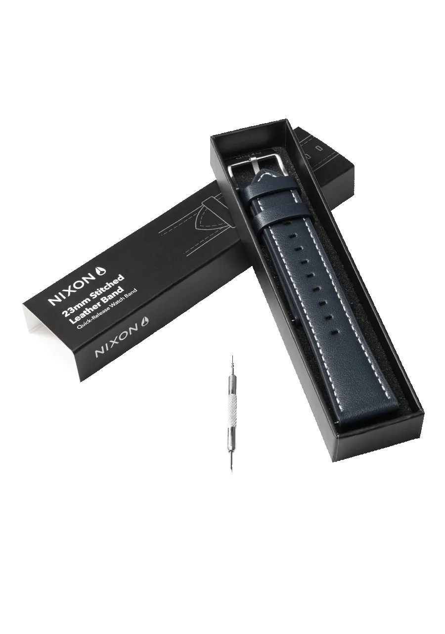 23mm Stitched Leather Band - Navy sold by Nixon product image thumbnail 4