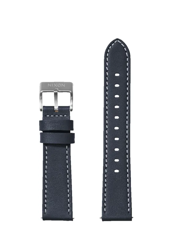 20mm Stitched Leather Band - Navy sold by Nixon