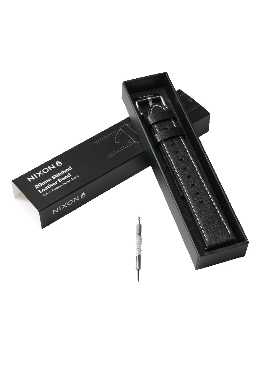 20mm Stitched Leather Band - Black sold by Nixon product image thumbnail 4