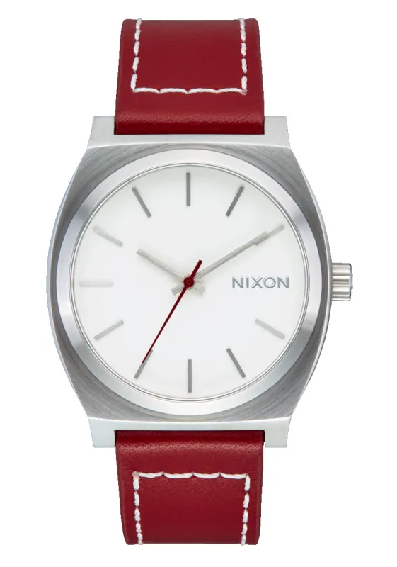 Time Teller Leather - Silver / Egret / Cranberry sold by Nixon