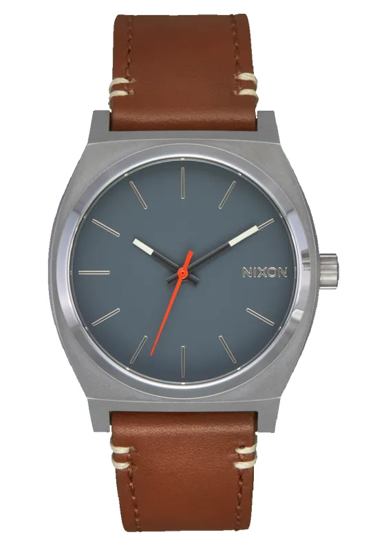 Time Teller Leather - Lt Gunmetal / Basalt / Sienna sold by Nixon