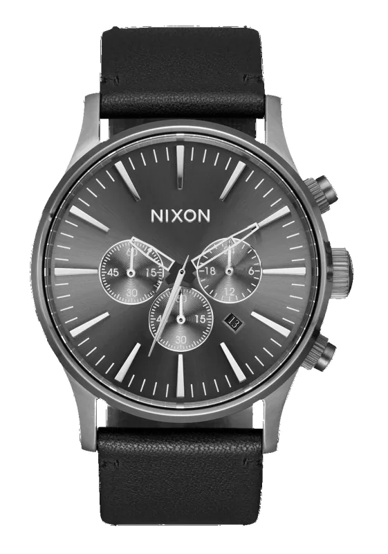 Sentry Chrono Leather - All Gunmetal / Black sold by Nixon