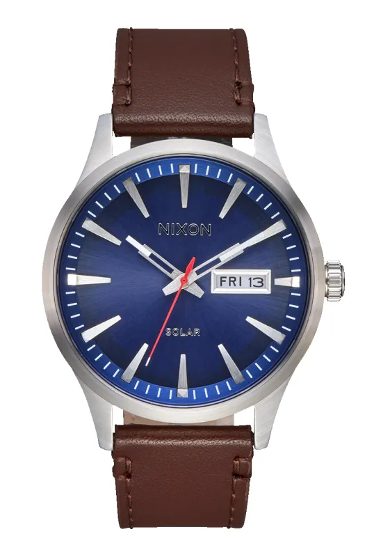 Sentry Solar Leather - Navy Sunray / Silver sold by Nixon