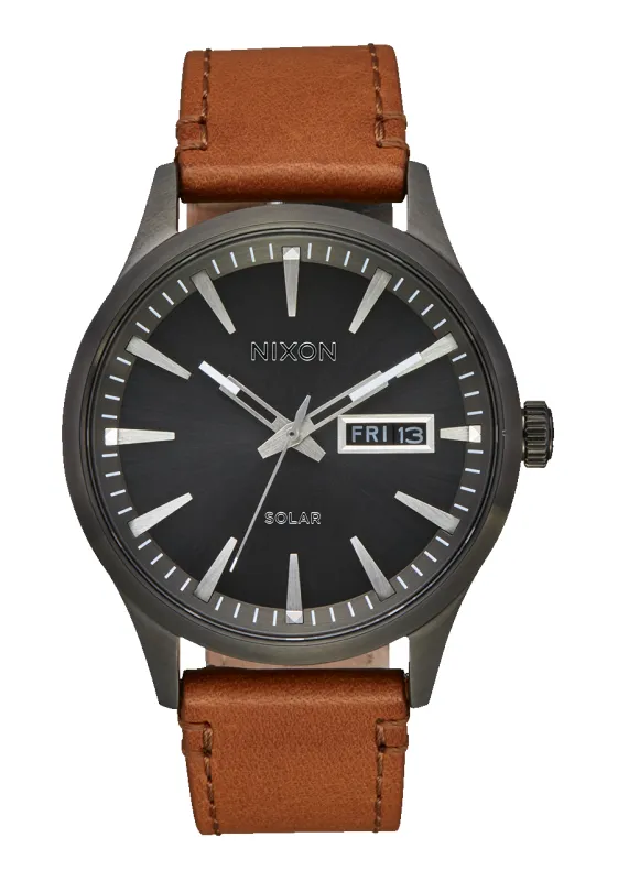 Sentry Solar Leather - Gunmetal sold by Nixon