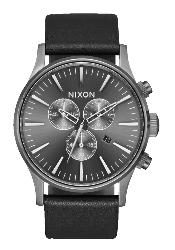 Sentry Chrono Leather - All Gunmetal / Black sold by Nixon