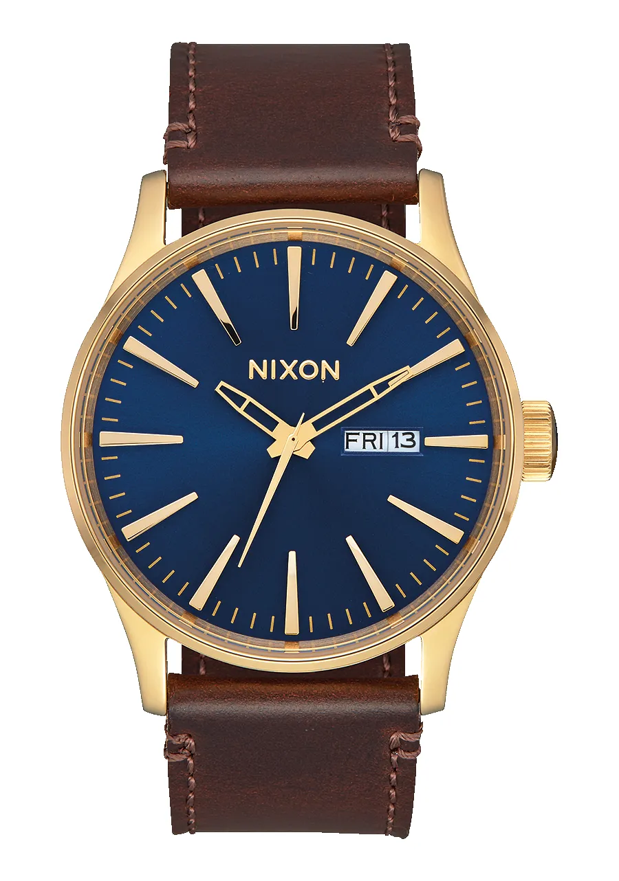 Sentry Leather - Polished Gold / Navy Sunray sold by Nixon