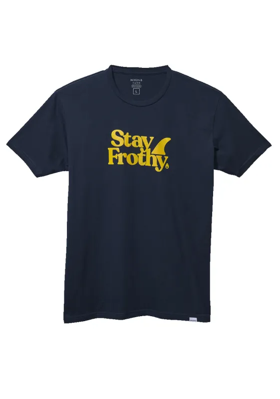 Stay Frothy Repreve® T-Shirt - Navy / Yellow made by Nixon