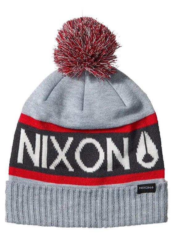 Teamster Beanie - Heather Gray / Red made by Nixon
