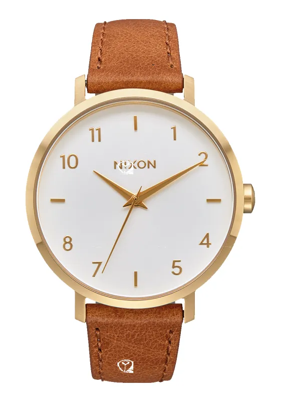 Arrow Leather - Gold / White / Saddle made by Nixon