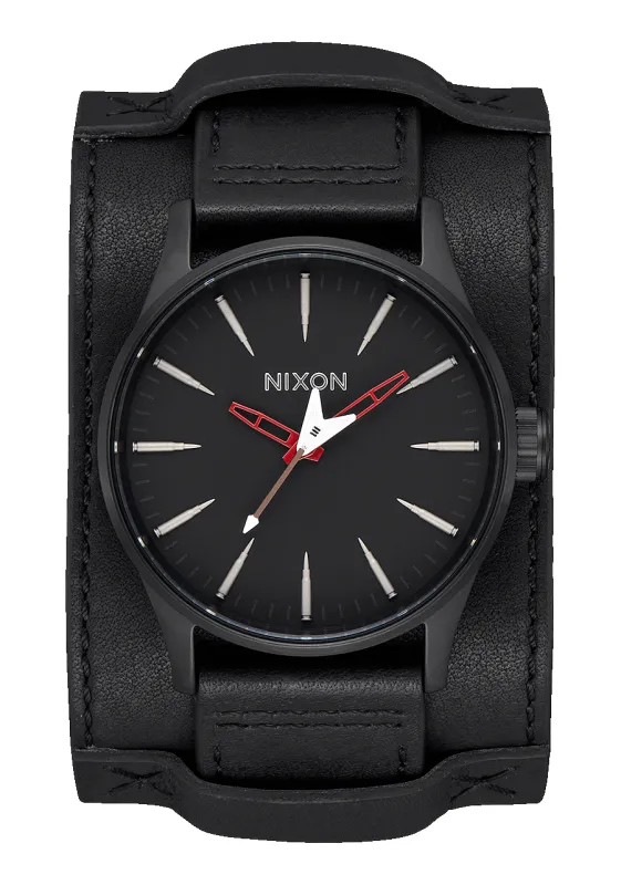 Sentry Leather - Black / Red / Seek & Destroy sold by Nixon