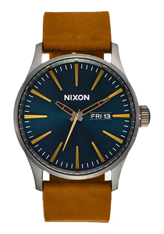 Sentry Leather - Gunmetal / Indigo / Brown sold by Nixon