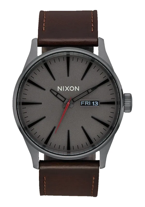 Sentry Leather - Gunmetal / Black / Dark Brown sold by Nixon