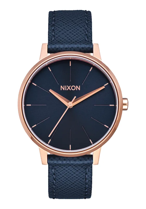 Kensington Leather - Navy / Rose Gold made by Nixon