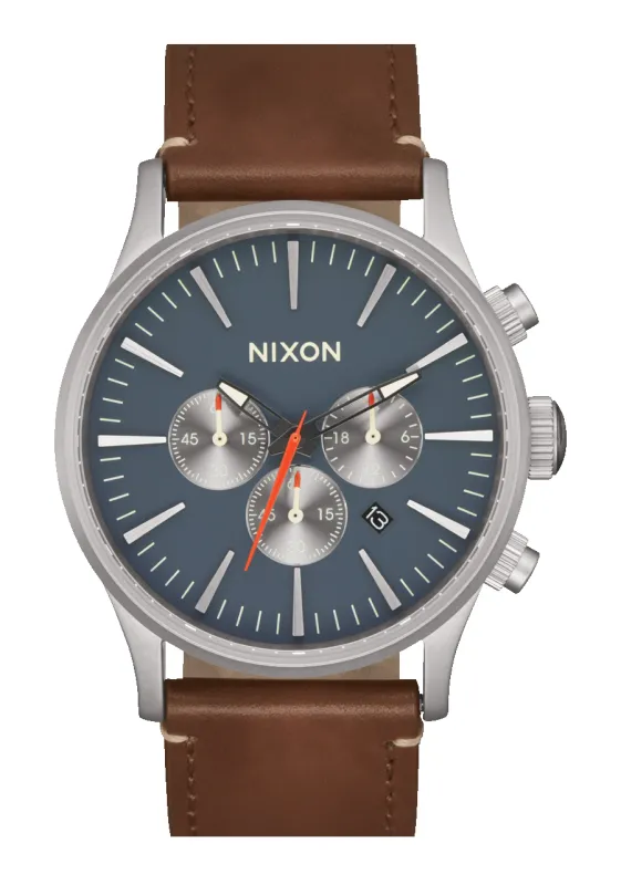 Sentry Chrono Leather - Lt Gunmetal / Basalt / Sienna made by Nixon