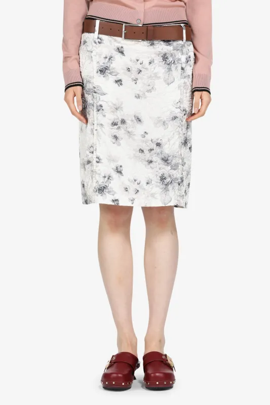 Dries Van Noten White striped blue cotton midi skirt | Parallel