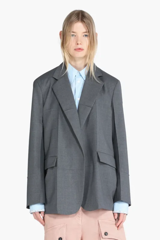 ジャケット Stella McCartney Grey single-breasted jacket in wool Women Gray Single-Breasted Pinstripe Blazer | Stella