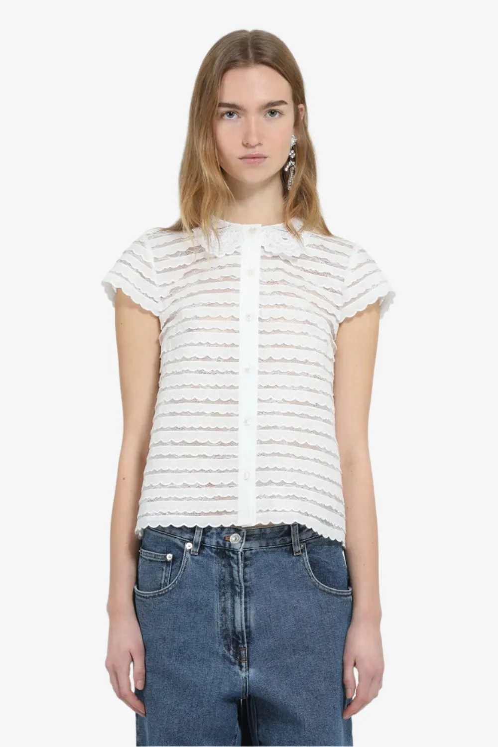 Camicia semi trasparente in pizzo sold by No. 21