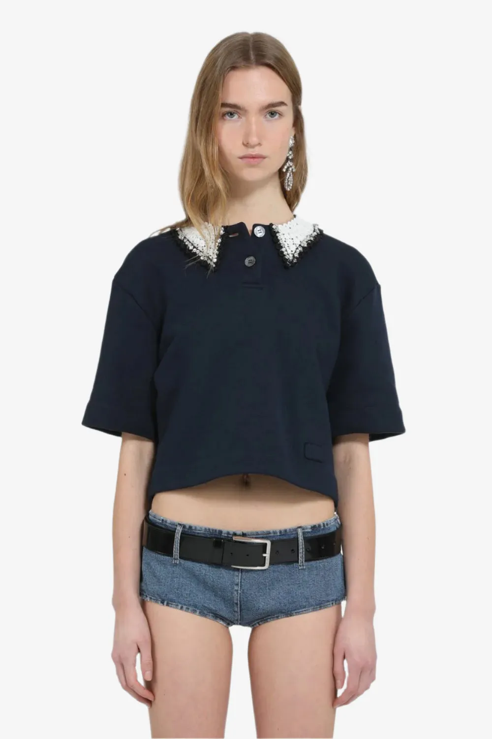 Polo corta con colletto ricamato sold by No. 21