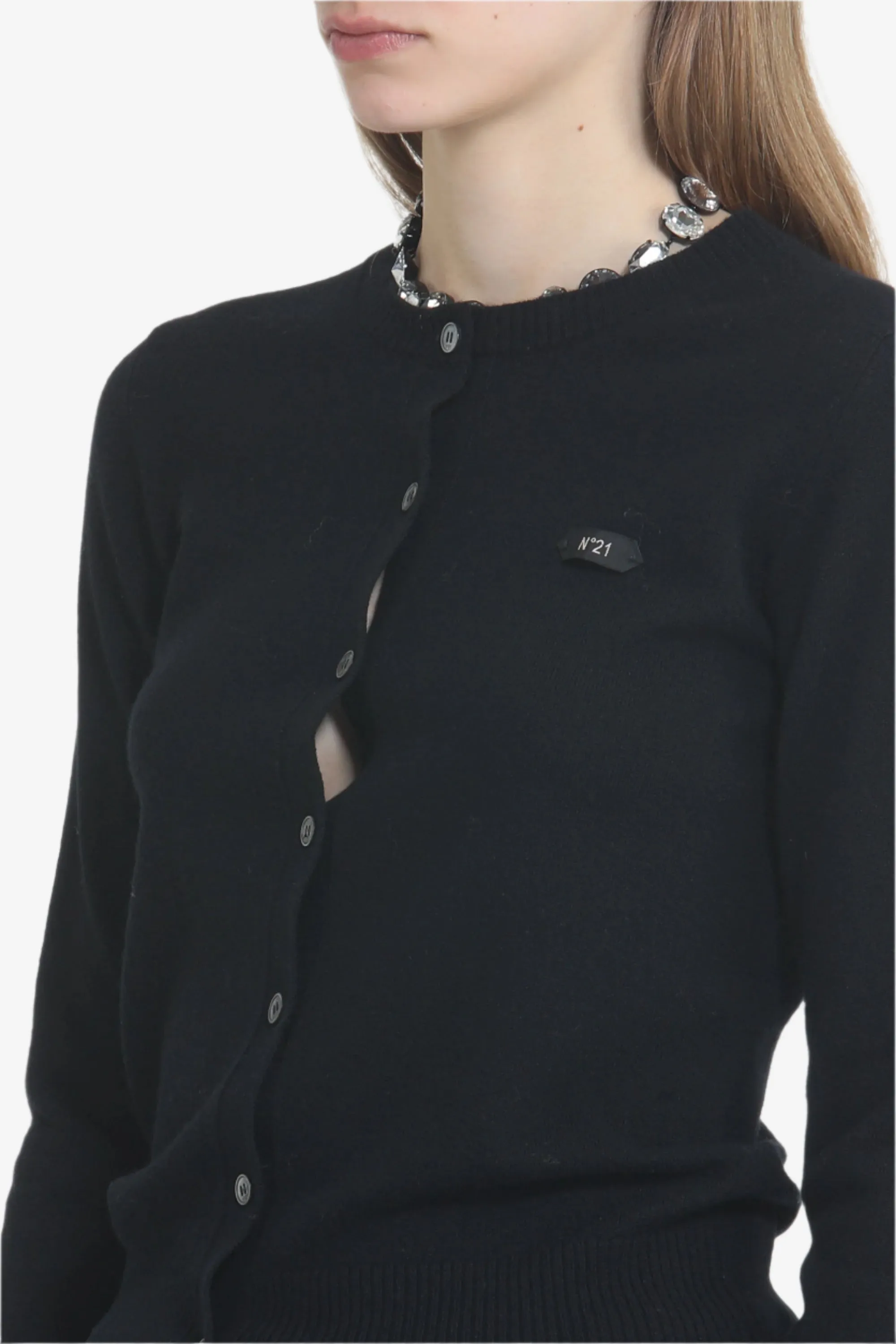 Cardigan girocollo con logo sold by No. 21 product image thumbnail 5