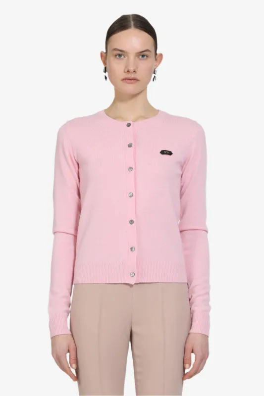 Cardigan girocollo con logo sold by No. 21