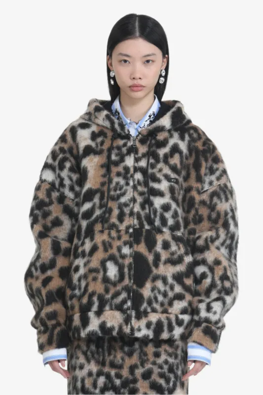 Giubbotto con cappuccio effetto maculato sold by No. 21