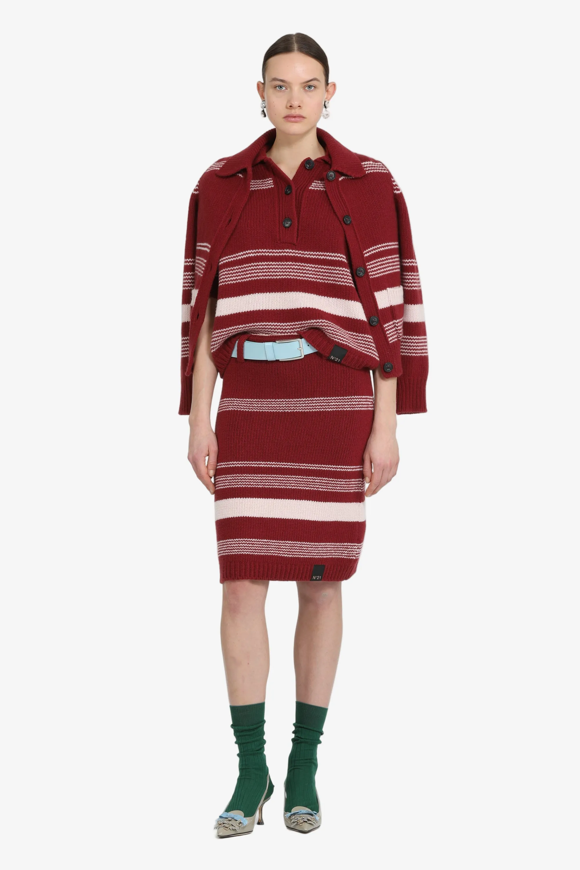 Maglia polo a righe maniche corte sold by No. 21 product image thumbnail 4