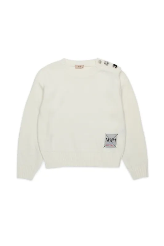 Pullover in misto lana con bottoni gioiello sold by No. 21