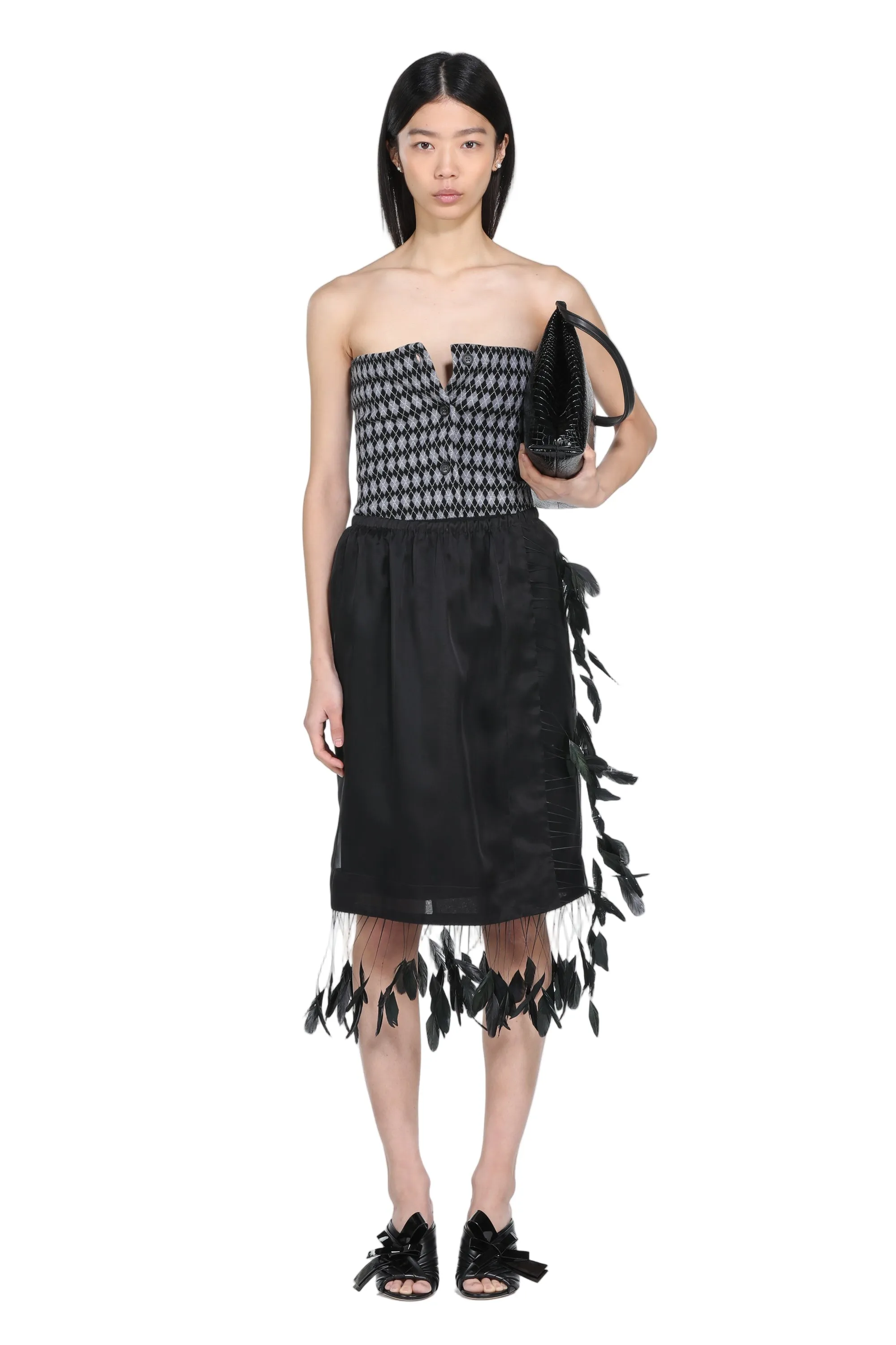 Gonna midi a portafoglio con applicazione piume sold by No. 21 product image thumbnail 4