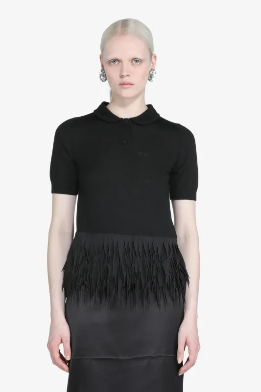Maglia a polo maniche corte con frange made by No. 21