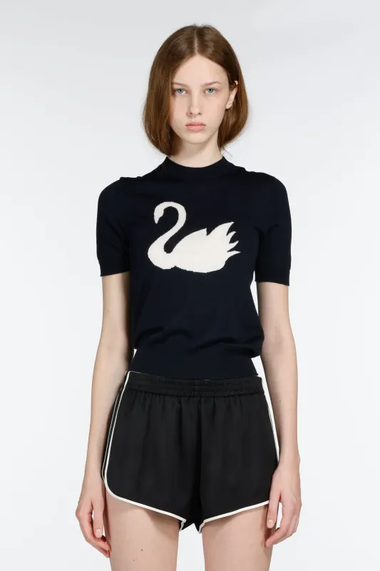 Maglia girocollo a maniche corte con disegno jacquard made by No. 21
