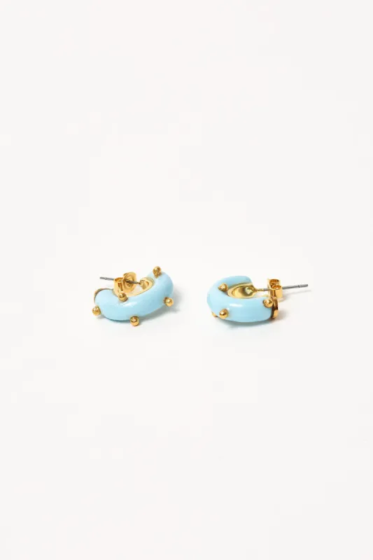 Hannayoo Works Mini Moon Earrings Set in Pale Blue sold by No. 6