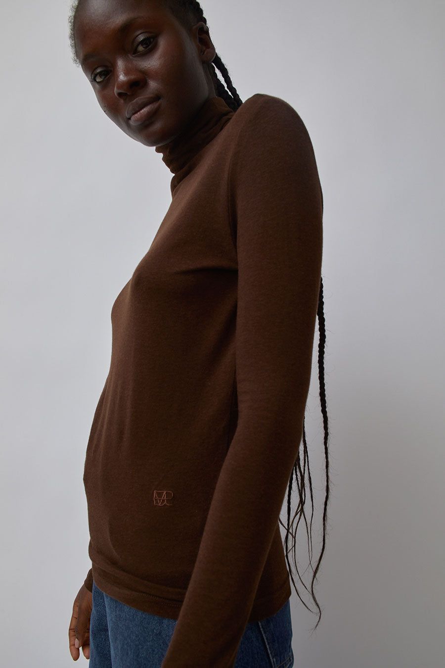 Mijeong Park Roll Neck Jersey Top in Dark Brown sold by No. 6 product image thumbnail 2