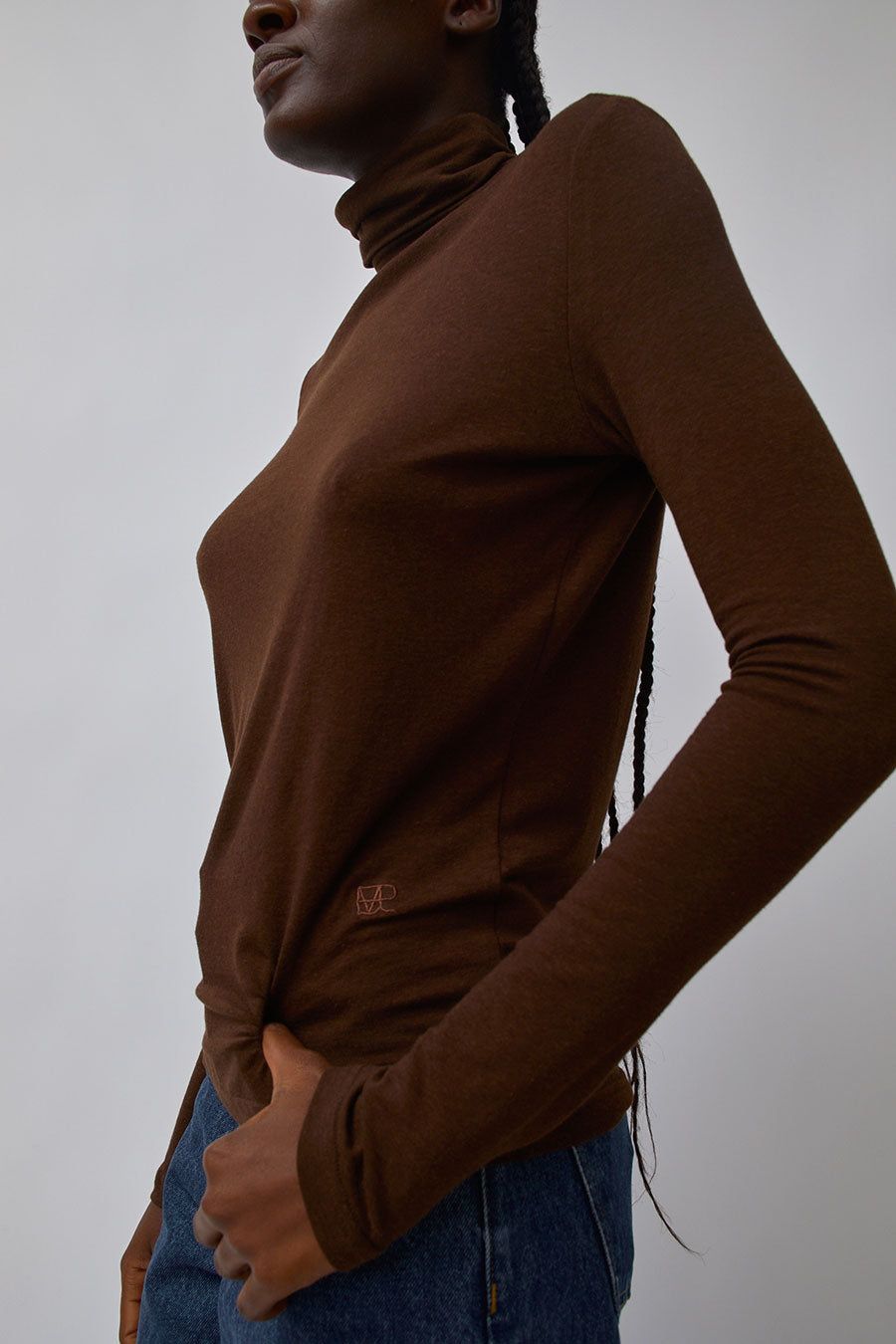 Mijeong Park Roll Neck Jersey Top in Dark Brown sold by No. 6 product image thumbnail 3