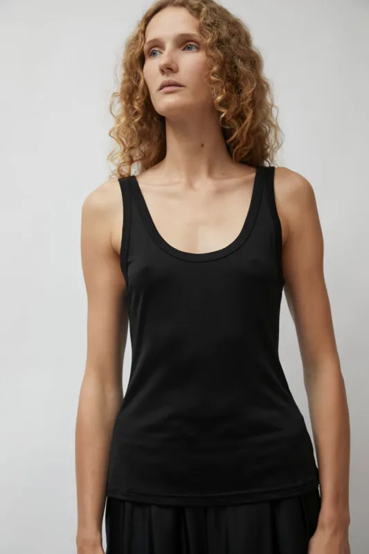 Silk Laundry Jersey Scoop Tank in Black sold by No. 6