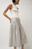 Amomento Shirring Flare Pants in Light Grey sold by No. 6